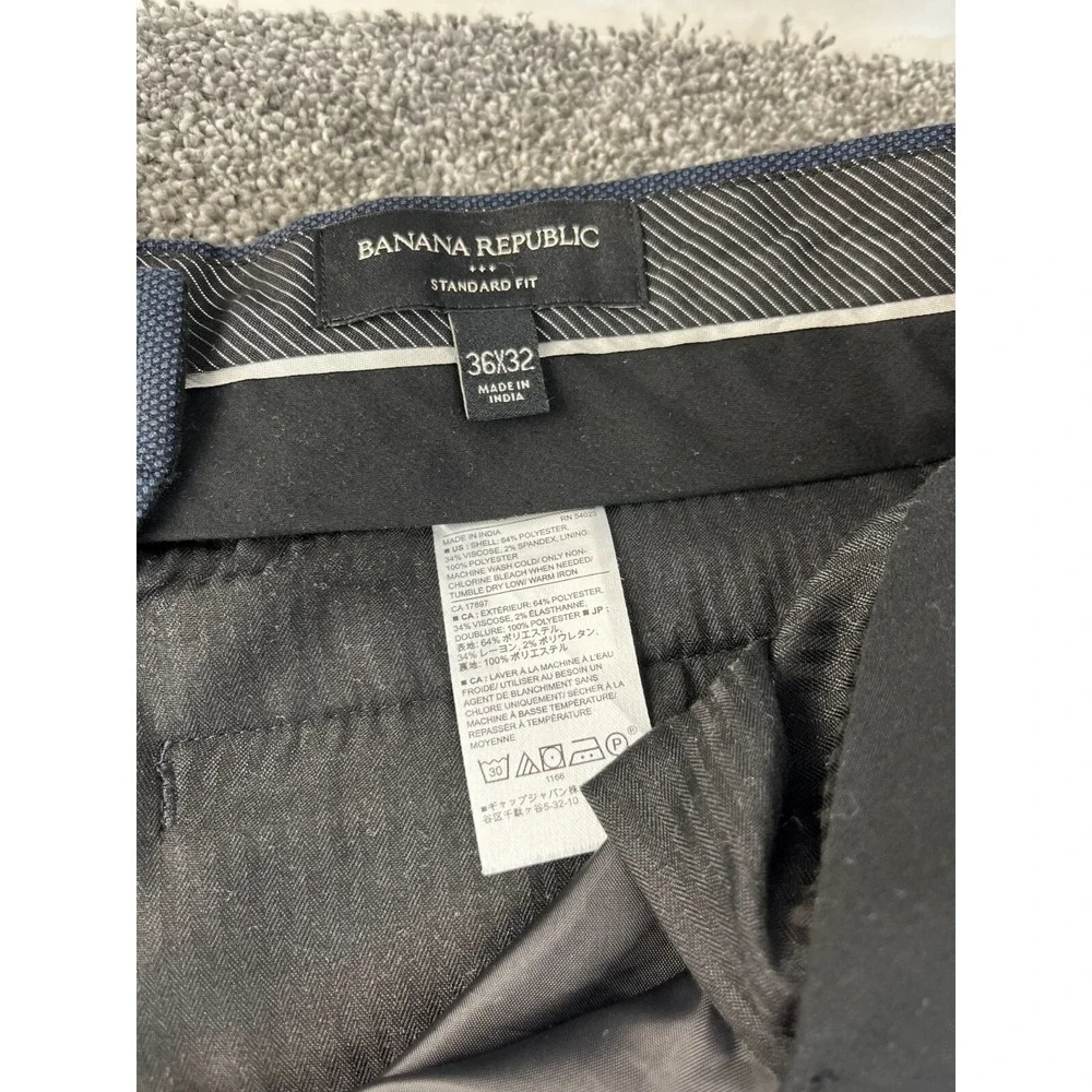 Banana Republic Pants Men 36x32 Dress Tailored Standard Fit Work Flat Front Blue